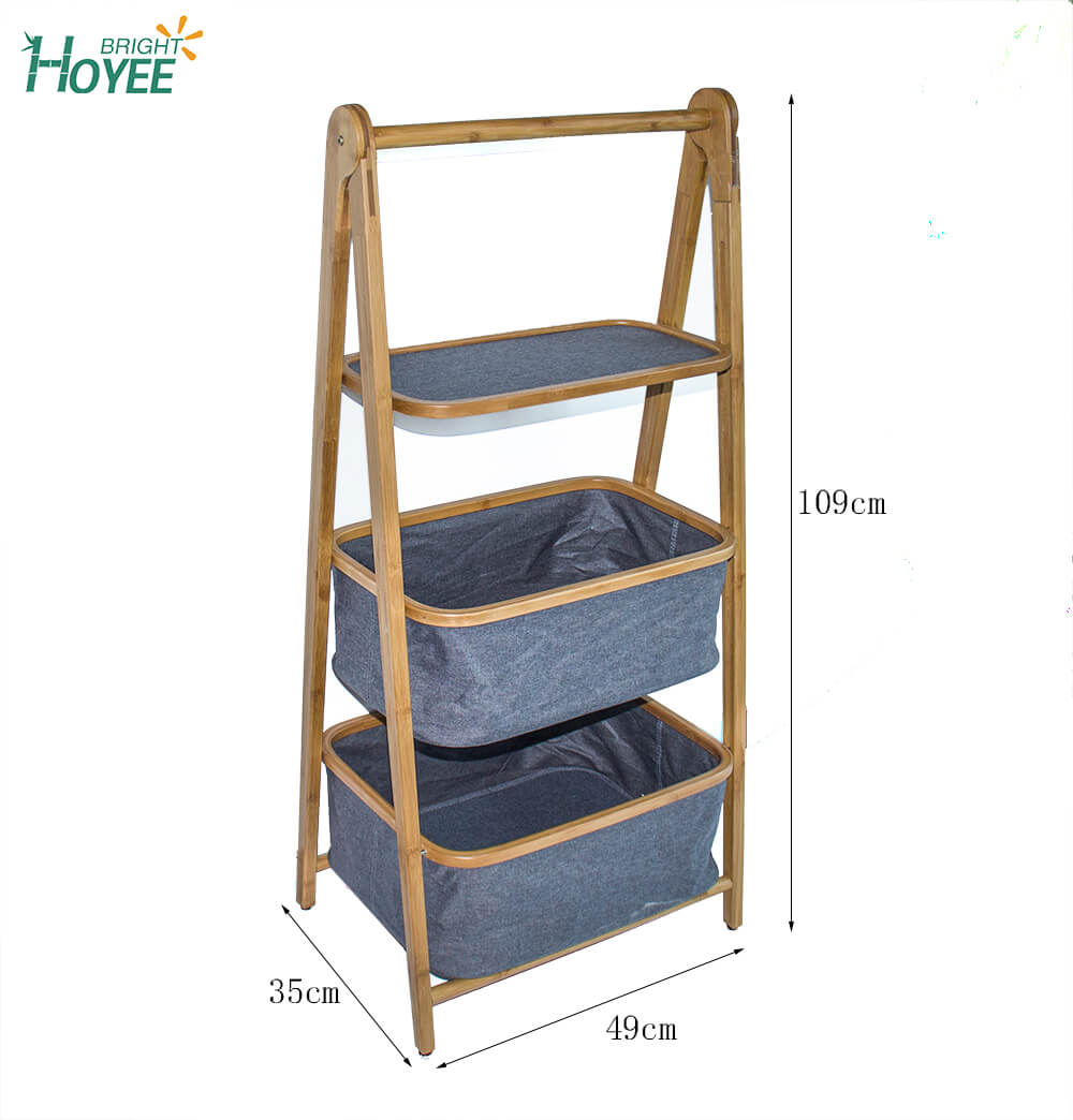 Newest 3 Tiers Foldable Bamboo Bathroom Shelf with 1 Shelf