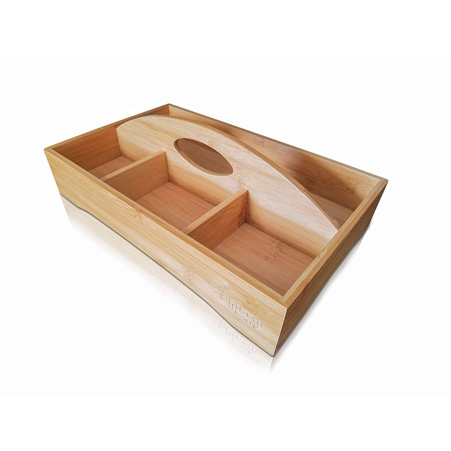 Bamboo Handle Tray Easy Carry Living Room Bedside Caddy Multifunctional